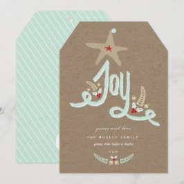 Cartão De Festividades Caligrafia Azul de Folhas Alegres Desenhada à Mão 