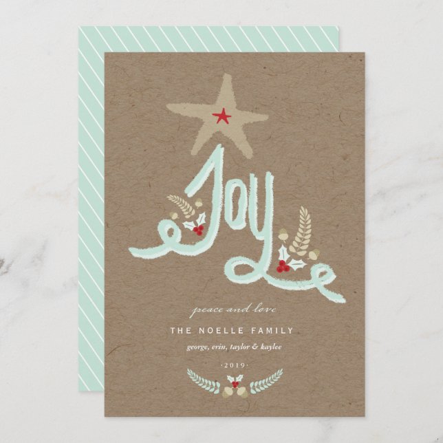 Cartão De Festividades Caligrafia Azul Rústica Desenhada à Mão Folhagem A (Frente/Verso)