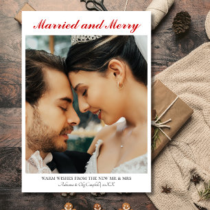 Cartão De Festividades Caligrafia Casados e Alegres Simples Rico Texto Ve