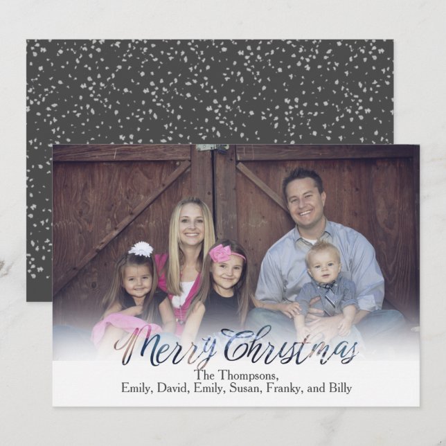 Cartão De Festividades Caligrafia Clássica Feliz de Natal Transparente (Frente/Verso)