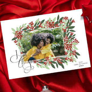 Cartão De Festividades Caligrafia Clássica JOY Fotografia Botânica de Nat