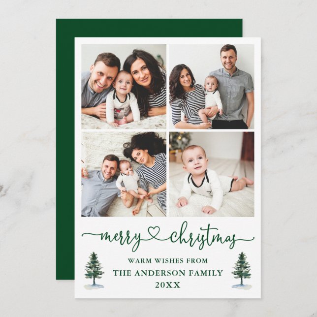 Cartão De Festividades Caligrafia Coração 4 Fotografias Canais (Frente/Verso)