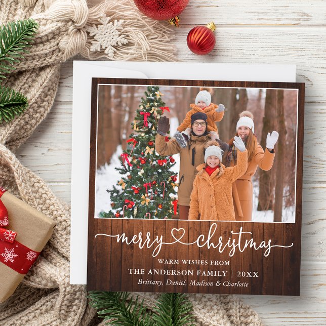 Cartão De Festividades Caligrafia Coração Script de Natal Praça da Madeir (Customize to add text to back of card.)