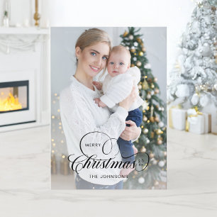 Cartão De Festividades Caligrafia de Natal Elegante 1-Foto