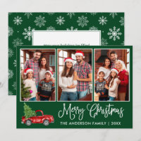 Caligrafia divertida 3 Foto Natal Red Truck Green