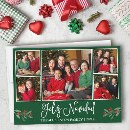 Cartão De Festividades Caligrafia divertida 5 Foto Verde Feliz Navidad