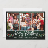 Caligrafia divertida Foto de Natal Holly Green Woo