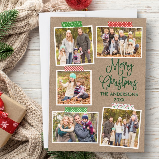 Cartão De Festividades Caligrafia Divertida Kraft Artesanato de Natal Ver (Customize to add text to back of card.)