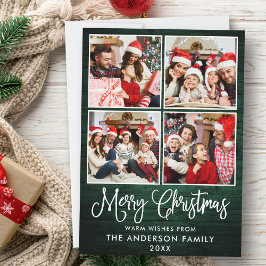 Cartão De Festividades Caligrafia Divertida Madeira Verde de Natal 4 Foto