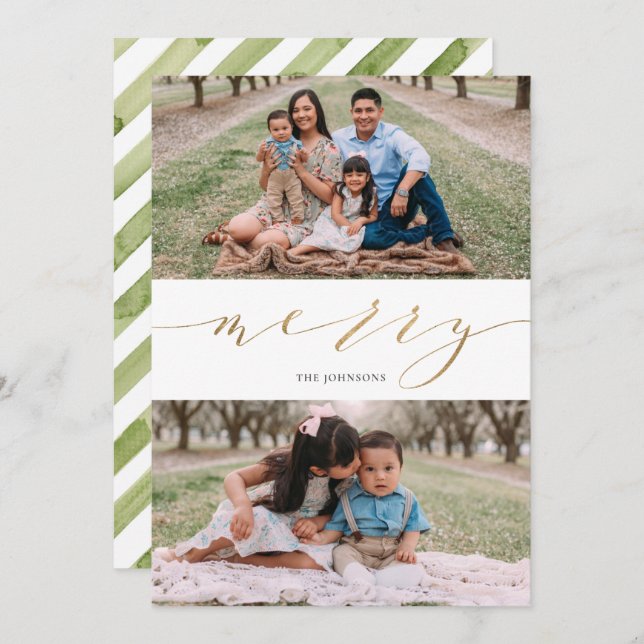 Cartão De Festividades Caligrafia Dourada Rústica Elegante (Frente/Verso)