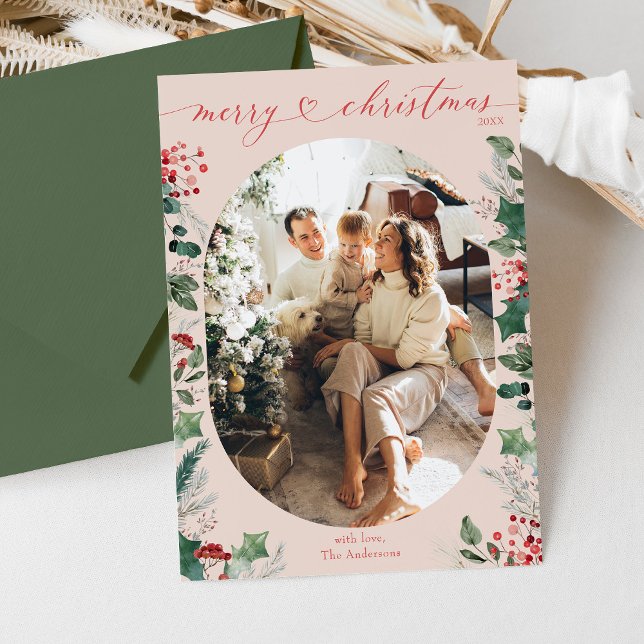 Cartão De Festividades Caligrafia Elegante Pastel Feliz Natal (Criador carregado)