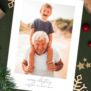 Cartão De Festividades caligrafia feliz natal colagem de fotos da famíl
