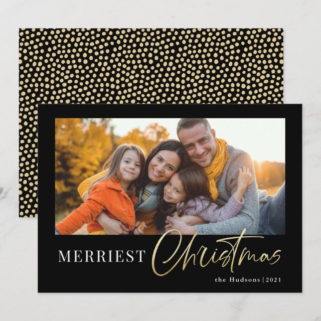 Cartão De Festividades Caligrafia mínima Dourada mínima moderna de script (Frente/Verso)