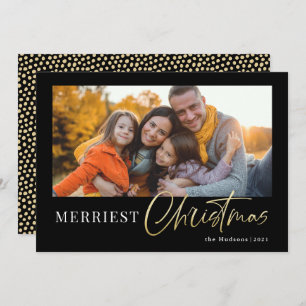 Cartão De Festividades Caligrafia mínima Dourada mínima moderna de script