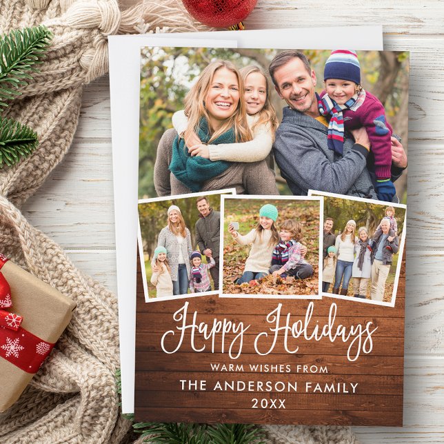 Cartão De Festividades Caligrafia moderna Feliz Natal Feliz Foto 4 (Customize to add text to back of card.)