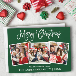 Cartão De Festividades Caligrafia moderna Natal 3 Foto Verde