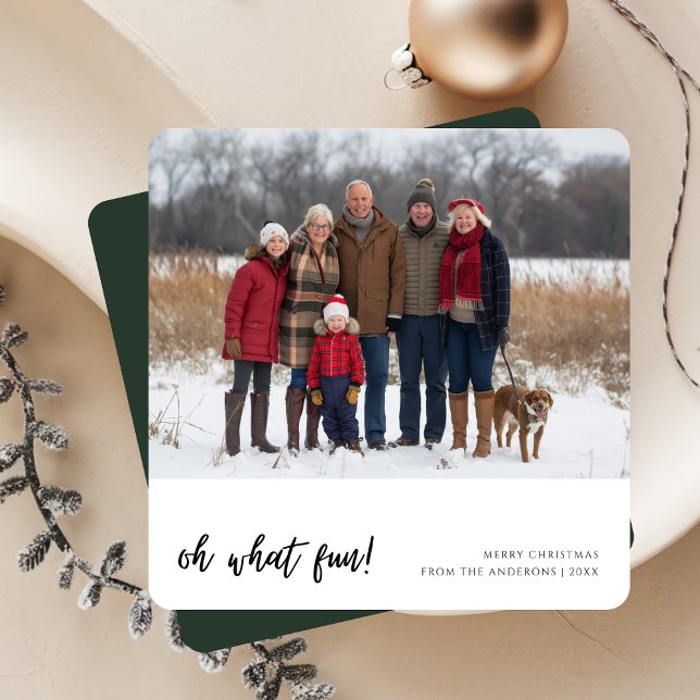 Cartão De Festividades Caligrafia Que Família Divertida De Natal Verde (Criador carregado)