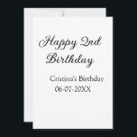 Cartão De Festividades caligrafia simples segundo aniversário feliz mínim<br><div class="desc">design</div>