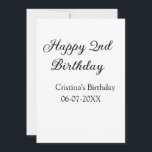 Cartão De Festividades caligrafia simples segundo aniversário feliz mínim<br><div class="desc">design</div>