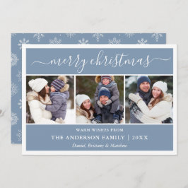 Cartão De Festividades Caligrafia Snowflakes Blue 3 Foto