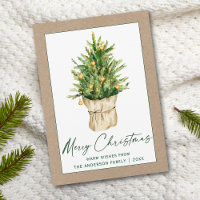 Caligrafia Verde Ink Watercolor Pine Tree Kraft