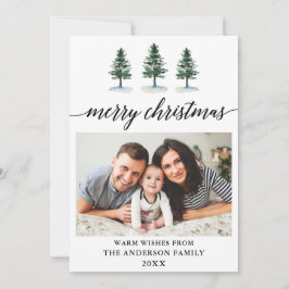 Cartão De Festividades Caligrafia Watercolor Pines Foto Natal