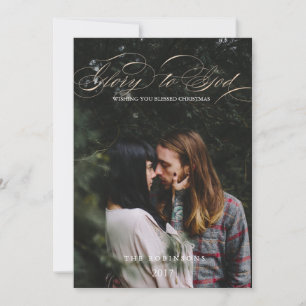 Cartão De Festividades Calligraphy Script Glory to God Christmas Photo