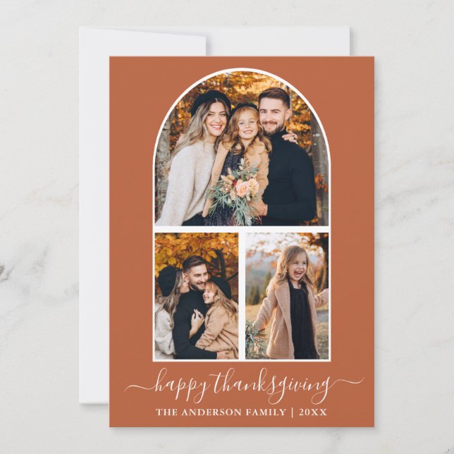 Cartão De Festividades Calliografia Ação de Graças 3 Arch Fotográfico Ter (Frente)