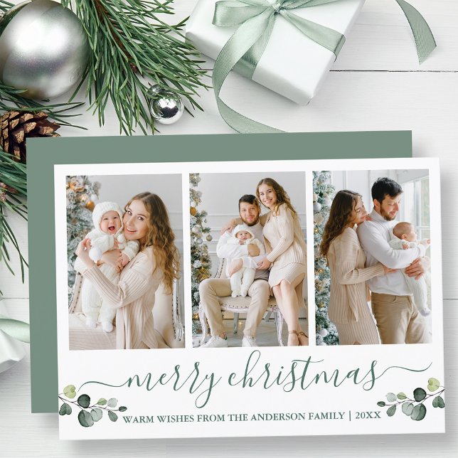 Cartão De Festividades Calliografia Aquarela Eucalyptus Natal (Customize to add text to back of card.)