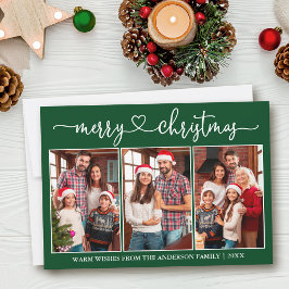 Cartão De Festividades Calliografia Heart 3 Foto Green Felry Natal