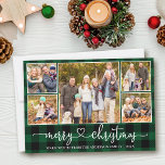 Cartão De Festividades Calliografia Heart 5 Photo Christmas Green Xadrez<br><div class="desc">Cartaz de Natal Feliz - Xadrez Verde do Coração do Script 5 da Família Fotográfica da Caligrafia Moderna</div>
