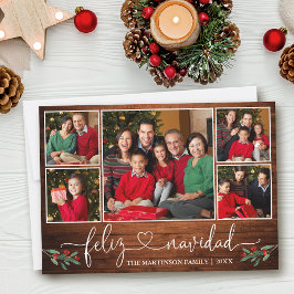 Cartão De Festividades Calliografia Heart Holly Wood Feliz Navidad