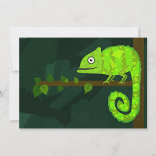 Cartão De Festividades Camaleão bonito verde