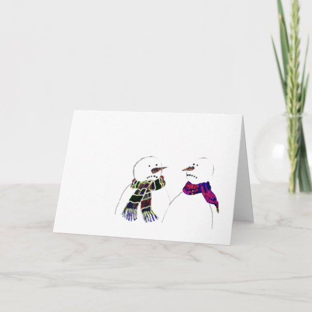 Cartão De Festividades camaradas de neve intrigadas (Frente)