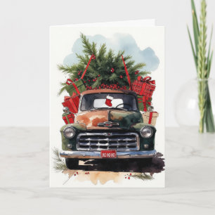 Cartão De Festividades Caminhão Antigo de Natal Presentes Ho Ho