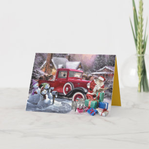 Cartão De Festividades Caminhão Antigo do Papai Noel