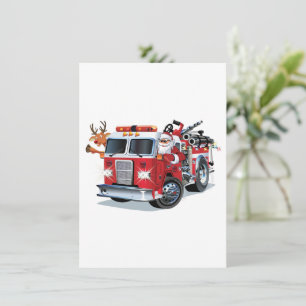 Cartão De Festividades Caminhão de bombeiros de Natal de desenho animado