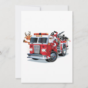 Cartão De Festividades Caminhão de bombeiros de Natal de desenho animado