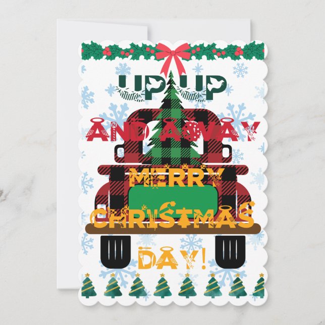 Cartão De Festividades Caminhão de Natal com Árvore (Frente)