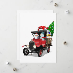 Cartão De Festividades Caminhão de Natal de desenho animado