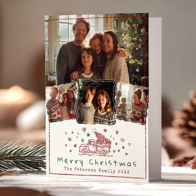 Cartão De Festividades Caminhão de Natal Impressionante Desenhado à Mão F (Criador carregado)