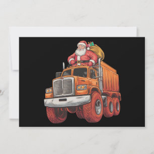 Cartão De Festividades Caminhão Monstro do Papai Noel do Natal Meninos Cr