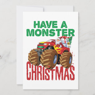 Cartão De Festividades Caminhão Monstro Natal Papai Noel Meninos Crianças