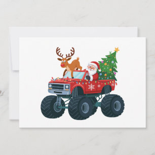 Cartão De Festividades Caminhão Monstro Papai Noel Rena de Natal Árvore d