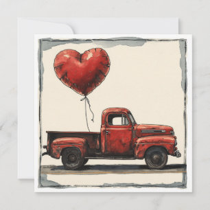 Cartão De Festividades Caminhão Vermelho namorados: Movido pelo Amor