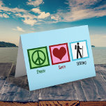 Cartão De Festividades Caminho do Amor pela Paz<br><div class="desc">Um sinal de paz,  coração,  e um caminhador. Eu adoro caminhar em trilhas e acampar. Um presente de excelente ao ar livre.</div>