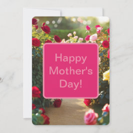 Cartão De Festividades Caminho do Jardim de Rosas Vermelho Rosa Verde 202