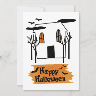 Cartão De Festividades Camisa de Halloween de Casa Assombrada com Doodle 
