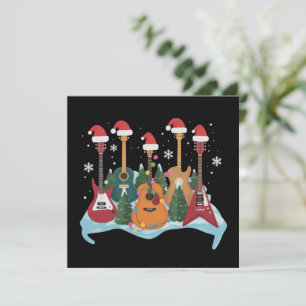 Cartão De Festividades Camisa engraçada de guitarra retro natal árvore de