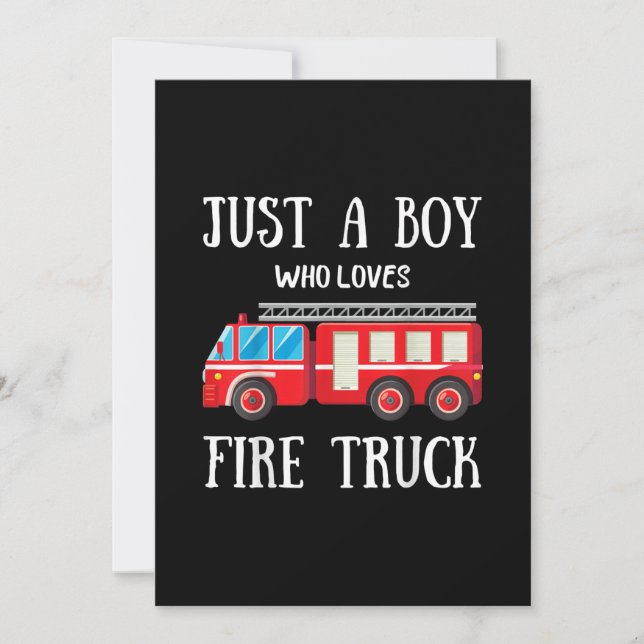 Cartão De Festividades Camisa Menino Que Ama Caminhão De Bombeiros (Frente)